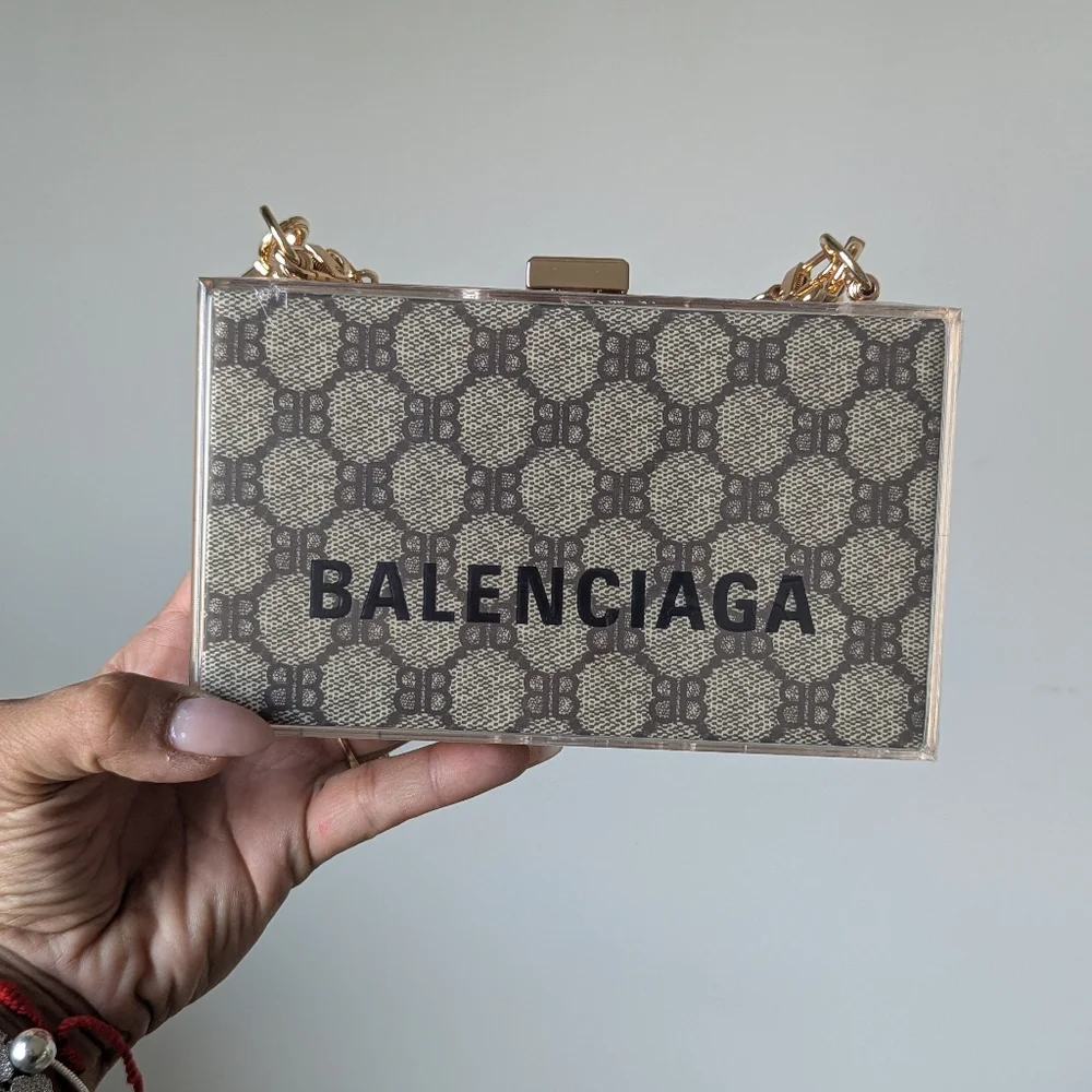 Upcycled Balenciaga X Gucci Paper Shopping Bag Novelty Clutch Transformation